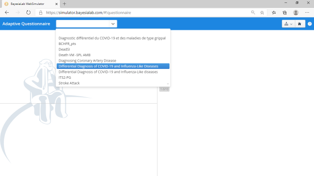 Adaptive Questionnaire model-selection drop-down