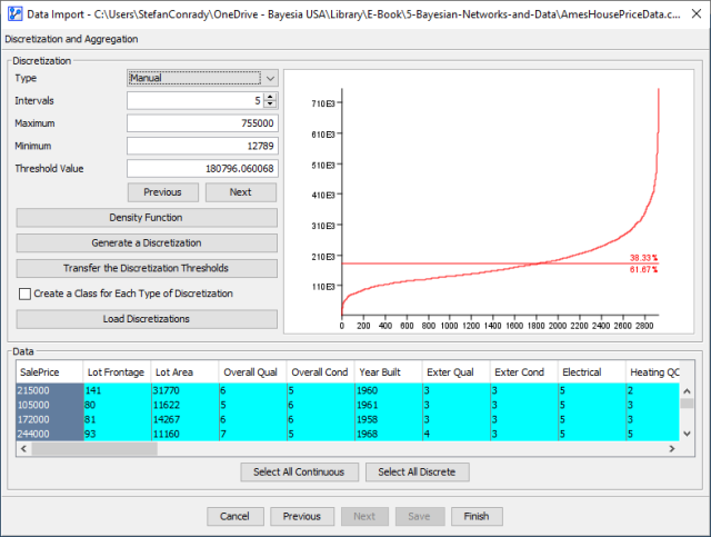 Data Import Wizard with SalePrice selected
