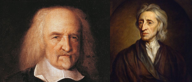 Illustration comparing Hobbes and Locke