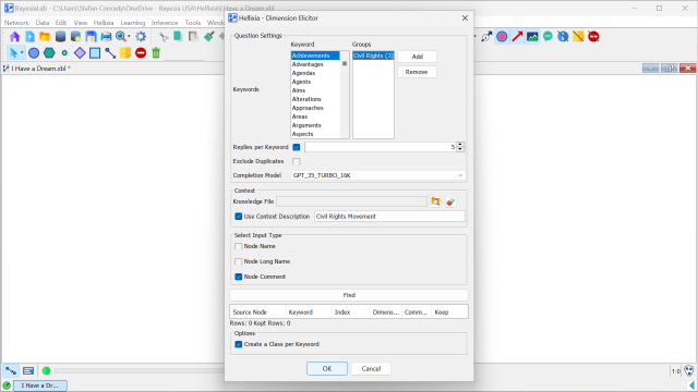 Dimension Elicitor for the speech (step 1)