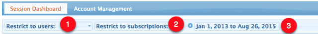 Session Dashboard filter controls