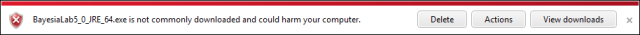 Security warnings shown when running the BayesiaLab installer