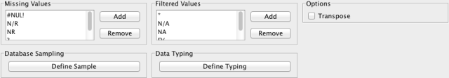 Lower portion of the database import dialogue box