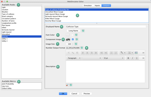 WebSimulator Editor Outputs panel