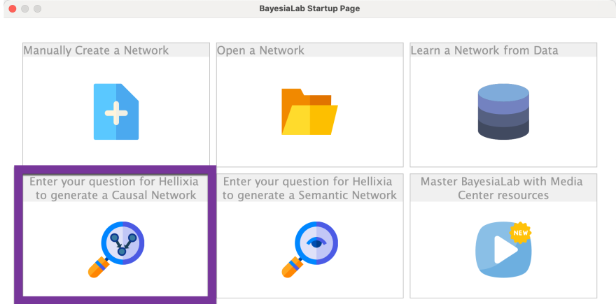 BayesiaLab Startup Page