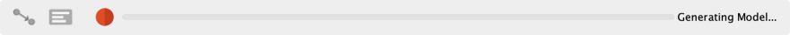 BayesiaLab status bar with a progress indicator and stop button showing the Generating Model message