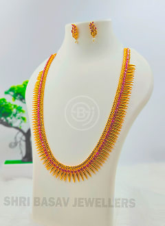 Traditional One Gram Gold Long Haram Set