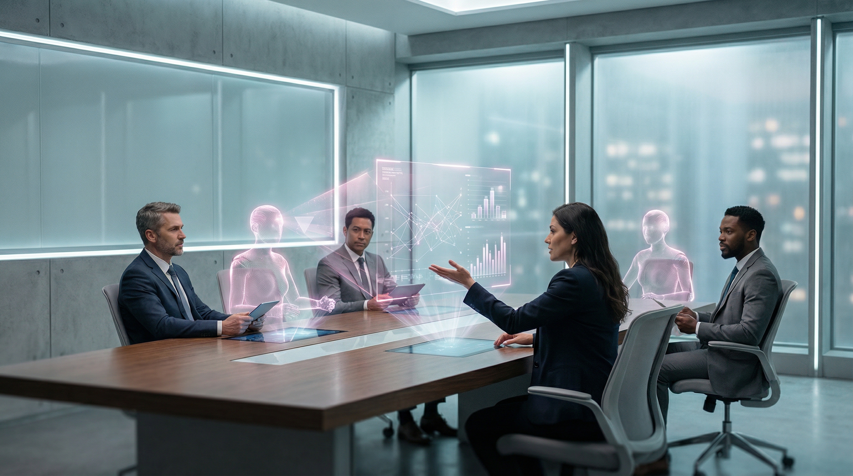 AI takeover by 2030 concept showing human-AI collaboration