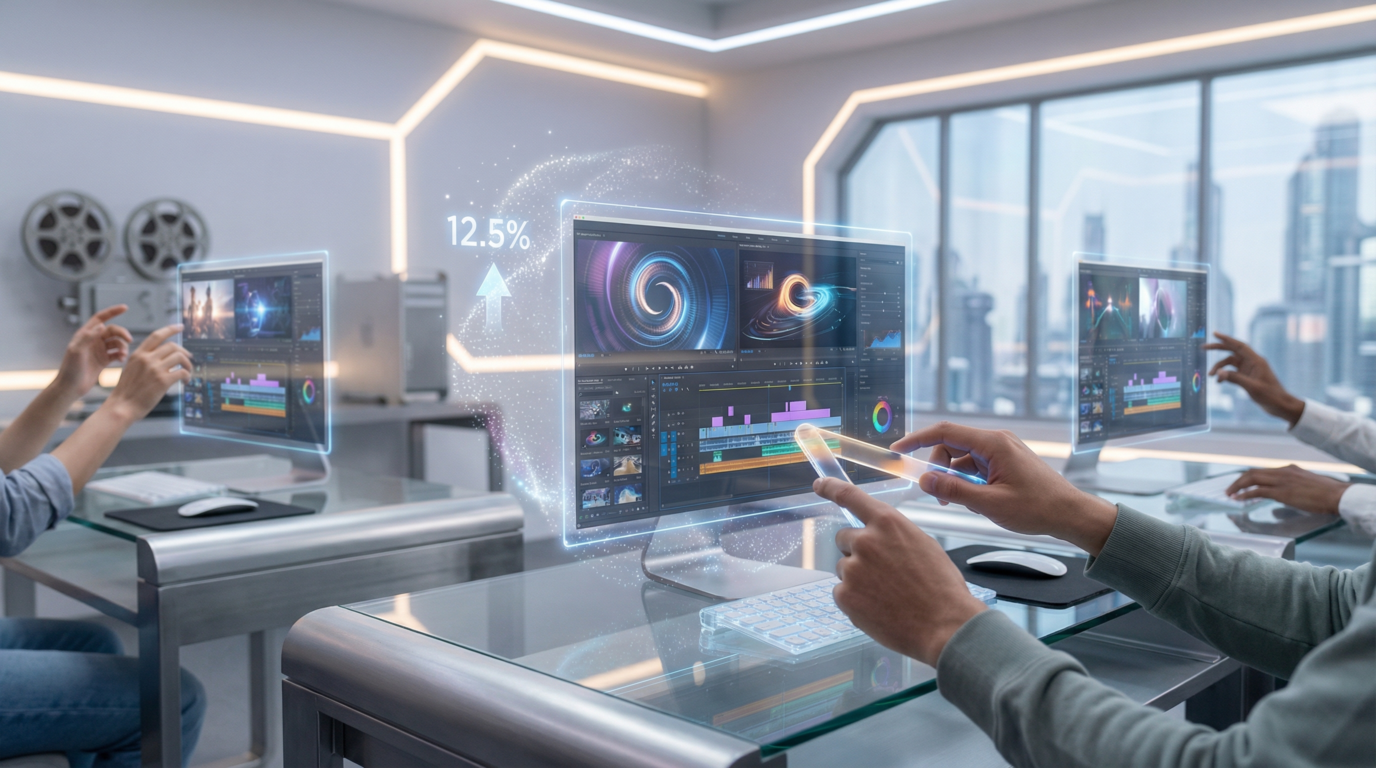 MiraCamp Video Editing students using futuristic tools