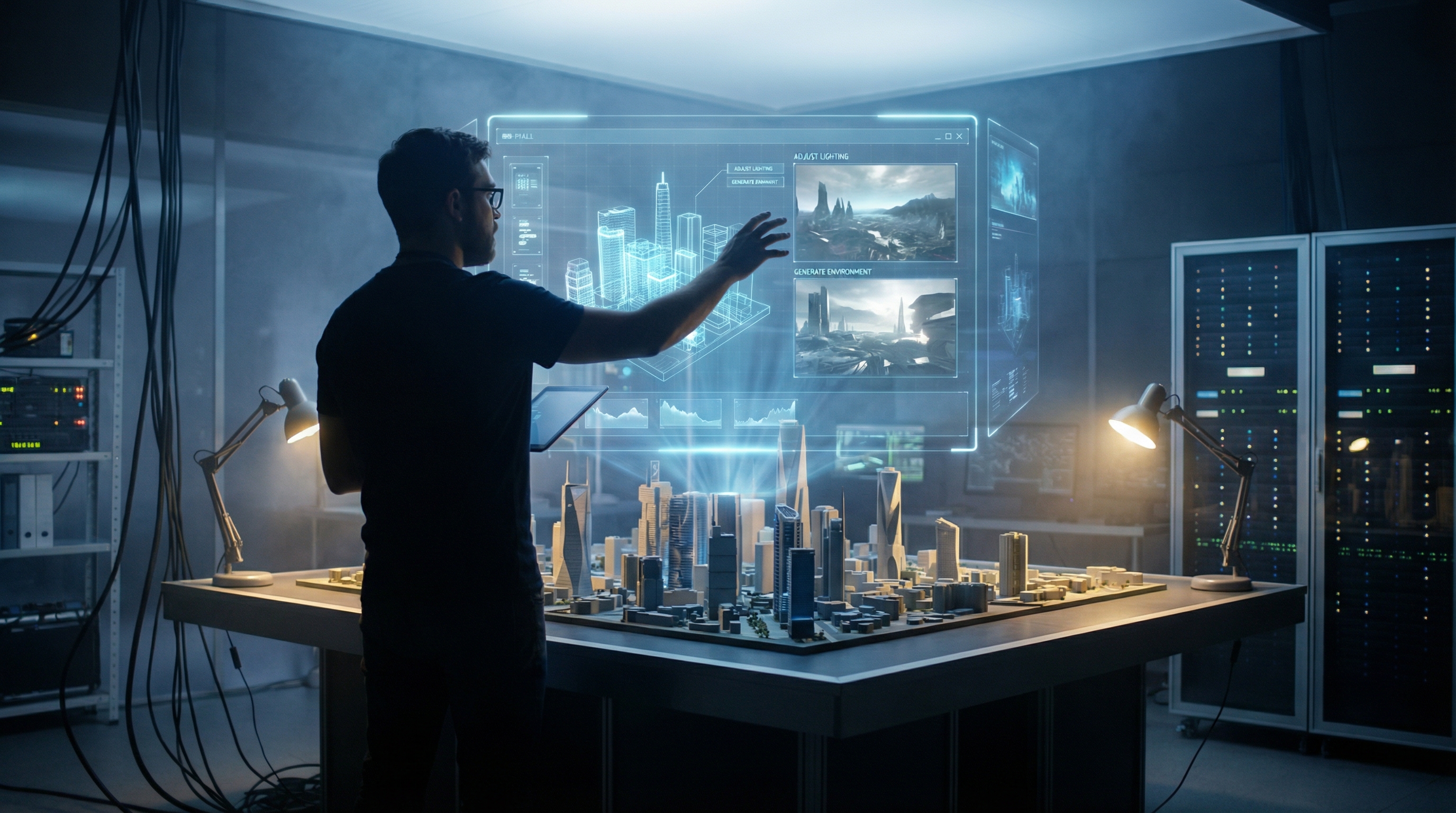 Modern production design in film using digital interfaces