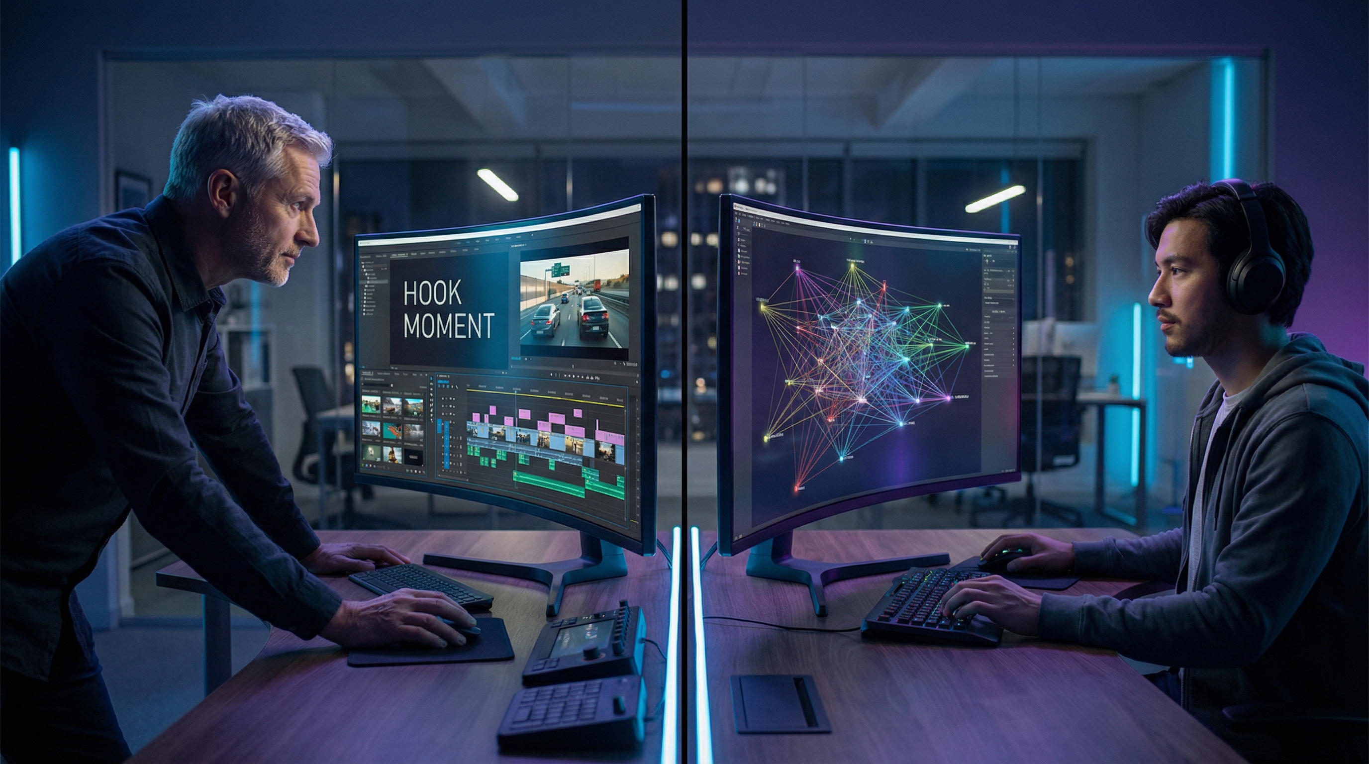 Comparison of video editing vs motion design interfaces