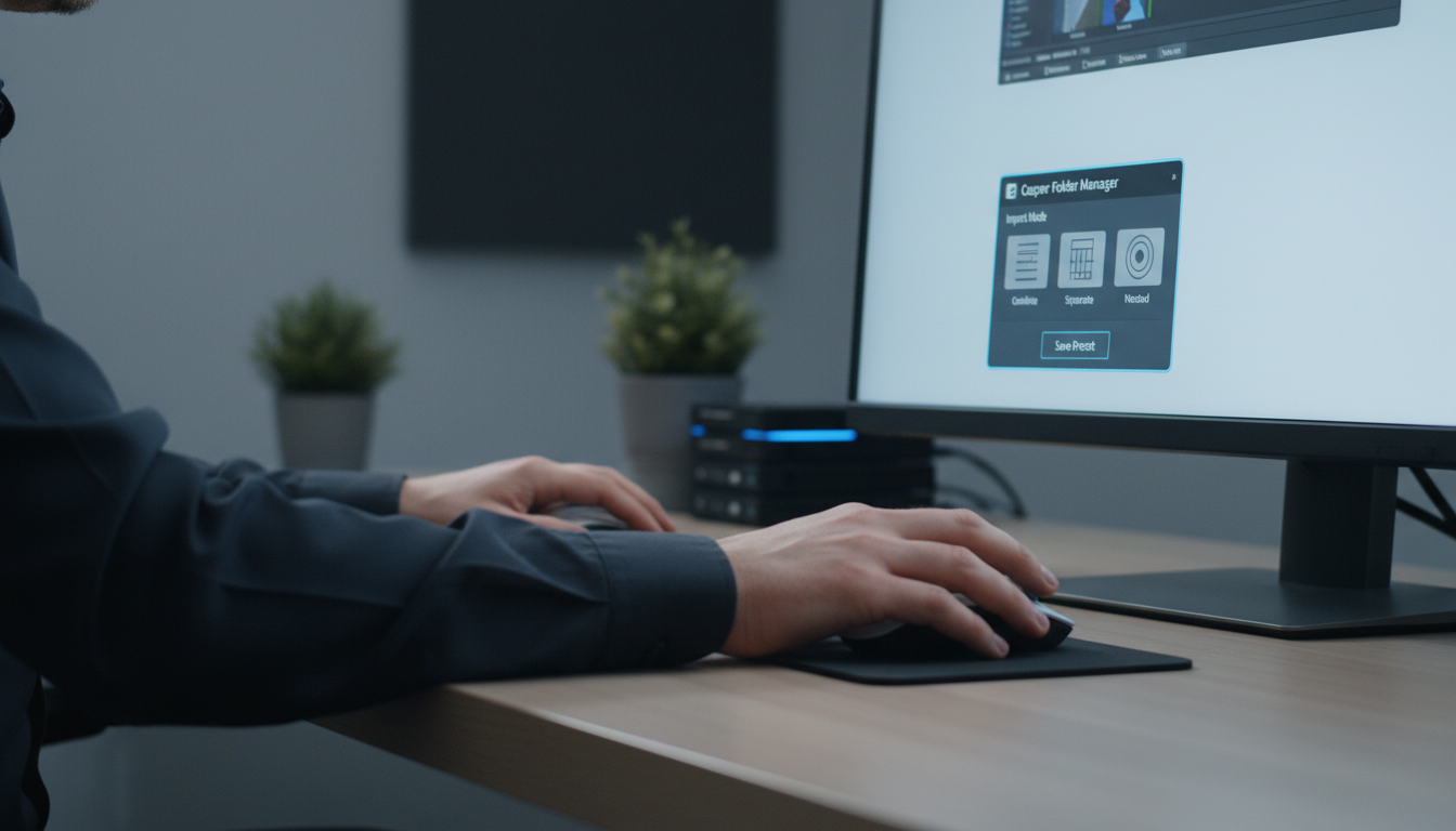 Casper Folder Manager setup in Premiere Pro with import modes