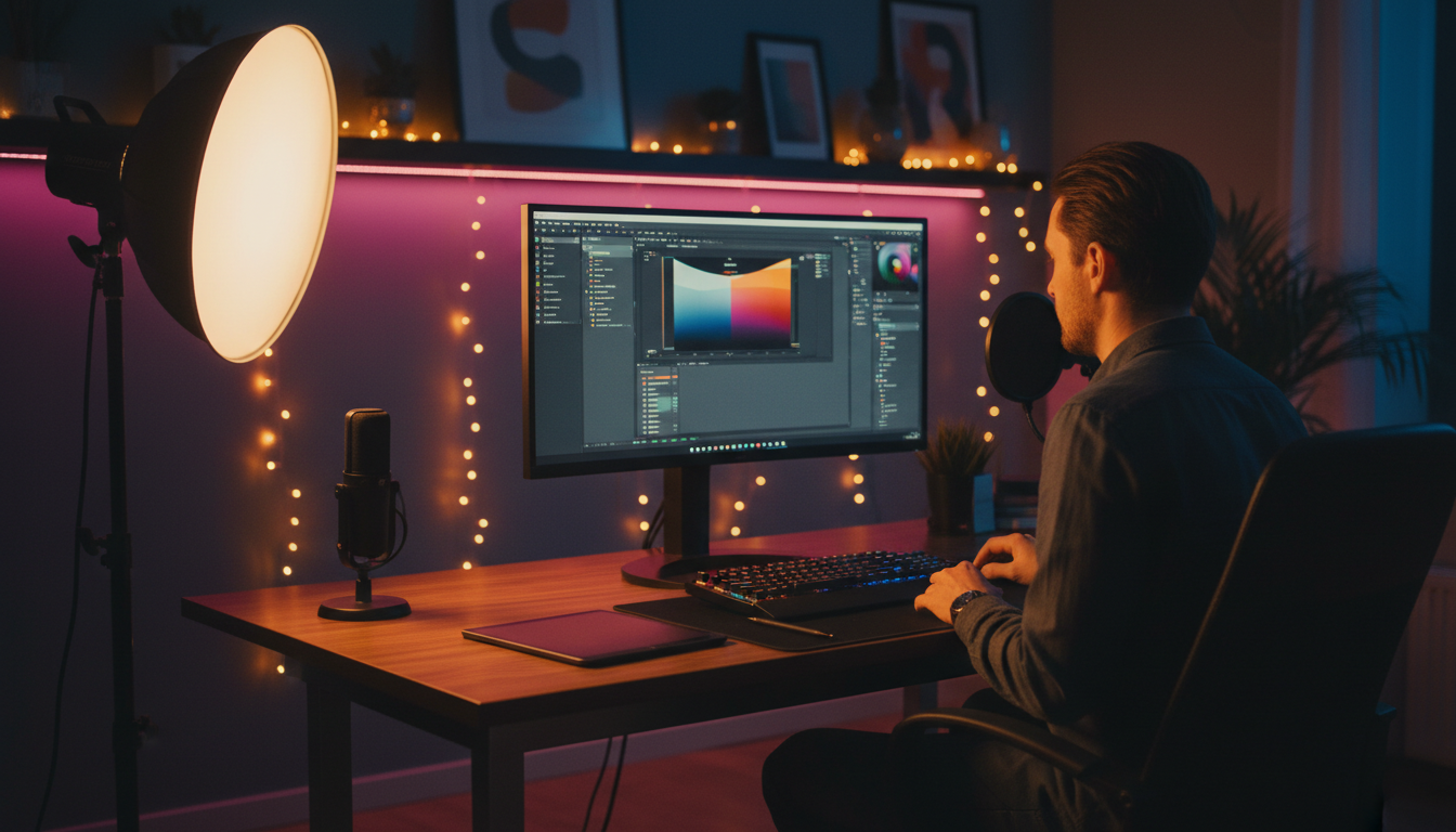 Proper 45-degree key light placement for video production