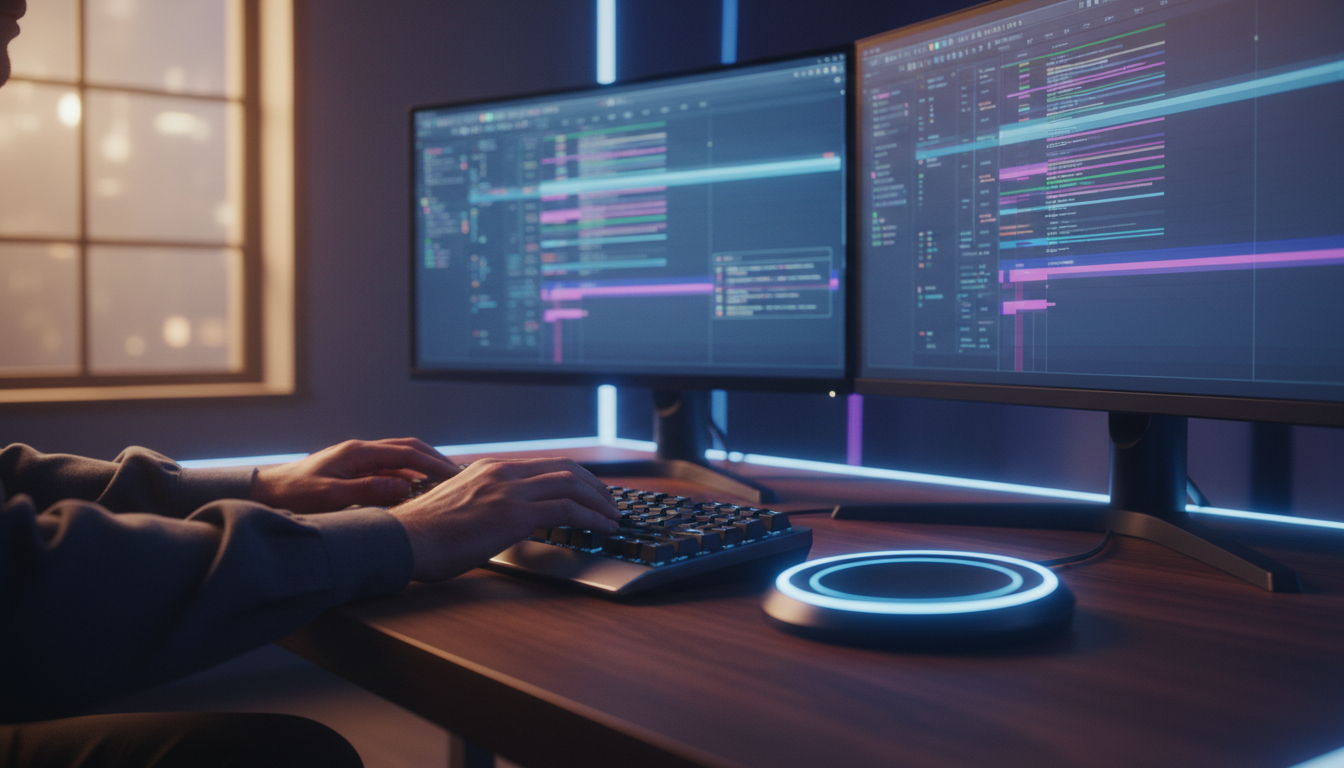 Professional editor working on Adobe Premiere Pro timeline