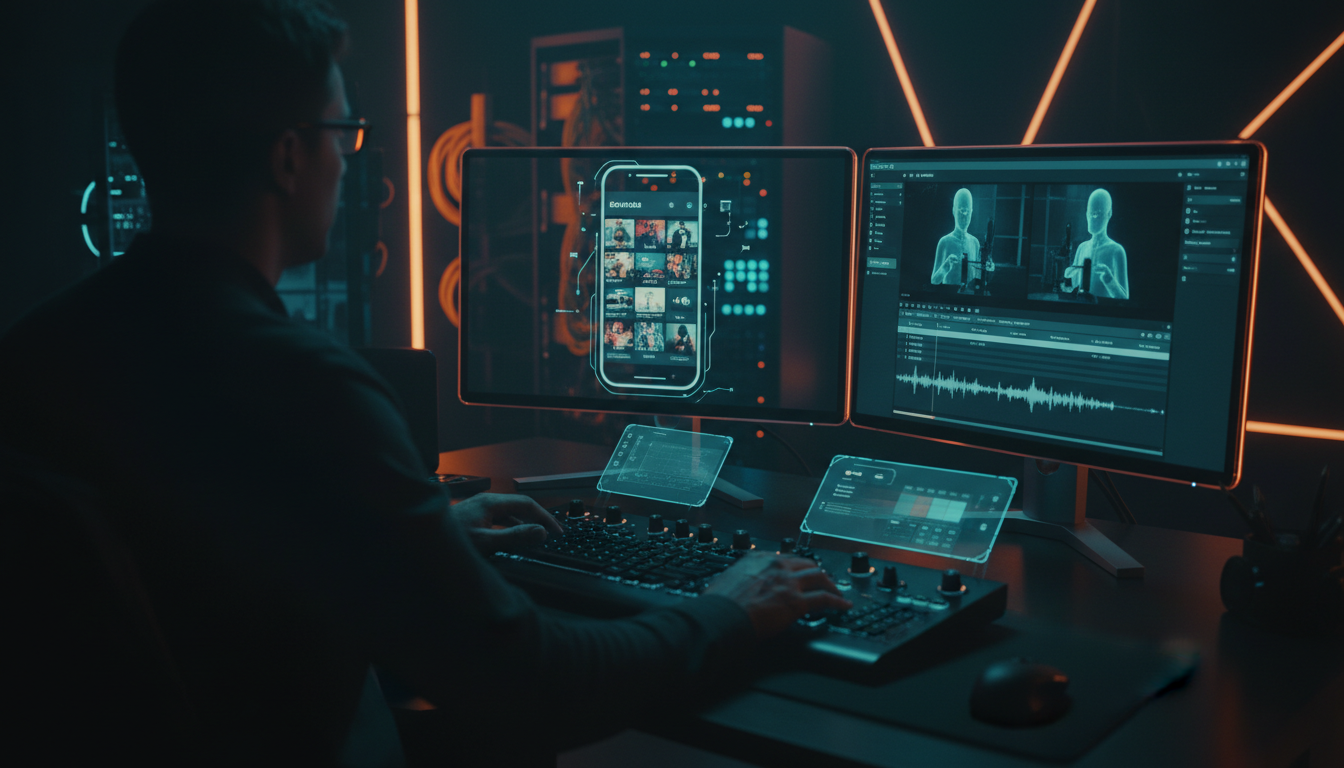Modern video editing workspace running Adobe Premiere Pro