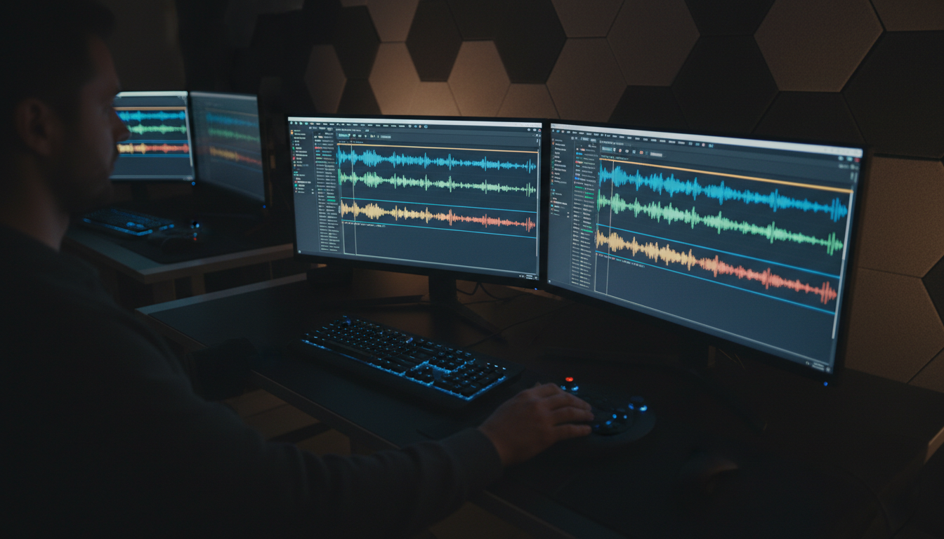 Isolated audio tracks setup in Adobe Premiere Pro for multi-cam automated editing
