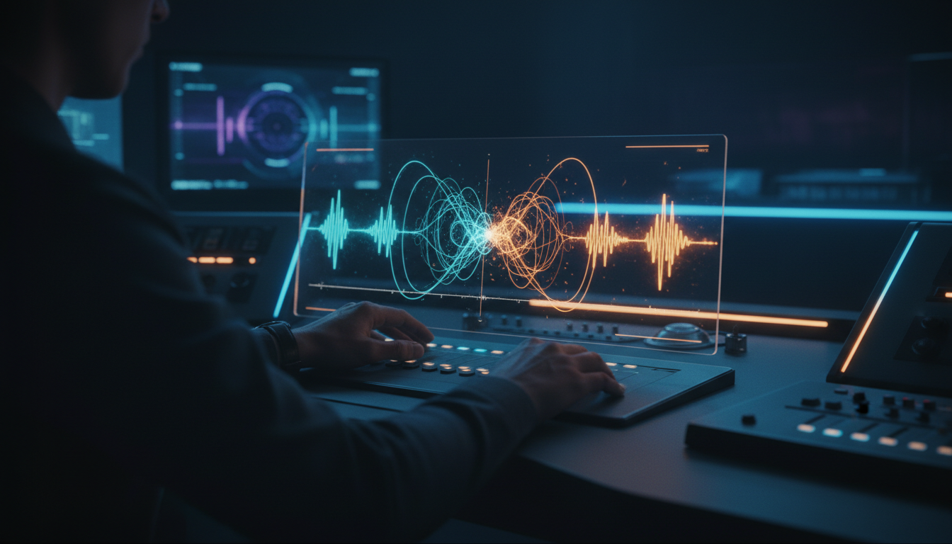 Overlapping dialogue audio waveforms in Adobe Premiere Pro timeline