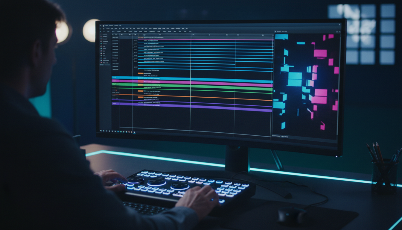 Adobe Premiere Pro Text Panel transcribing captions for silent social media ad