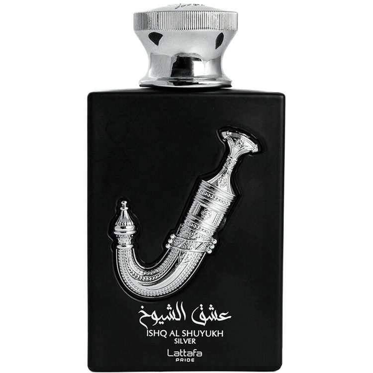 Lattafa Ishq Al Shuyukh Silver Perfume Bottle