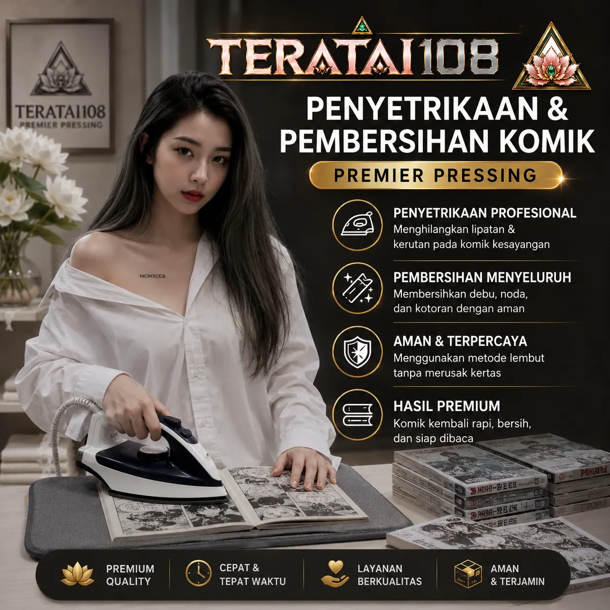 TERATAI108 : Penyetrikaan & Pembersihan Komik | Premier Pressing