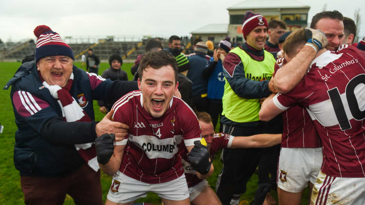Mullinalaghta St Columba's Rian Brady celebrates following a dramatic AIB Leinster Club success.