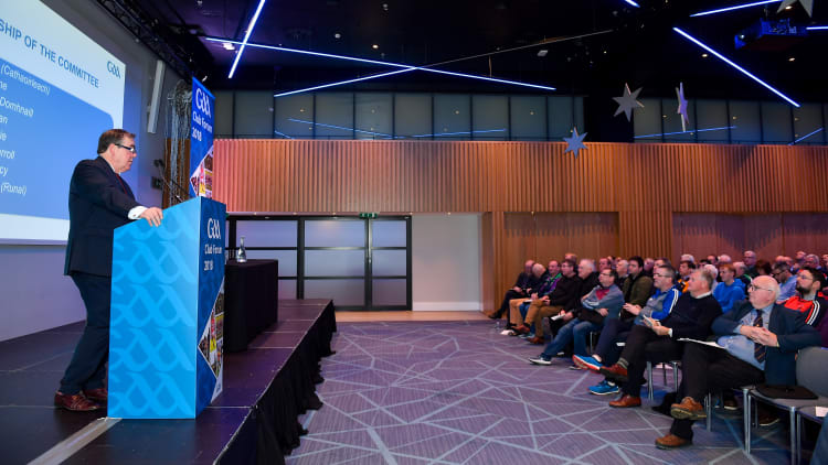 Mick Rock, Chairman of the GAA's National Club Committee, speaking at the first GAA National Club Forum at Croke Park on Saturday.