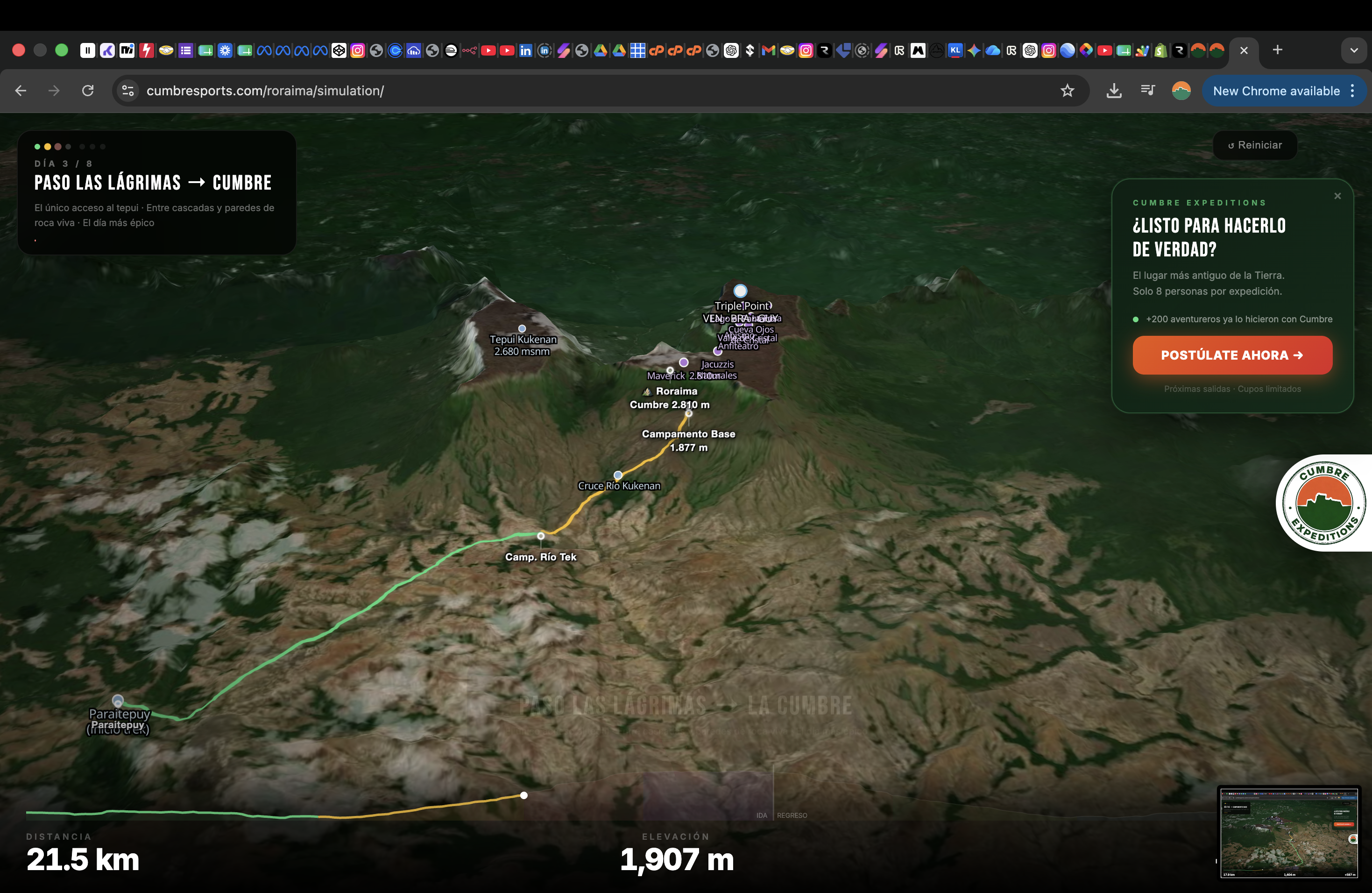 Simulador 3D Roraima — Vista en vivo
