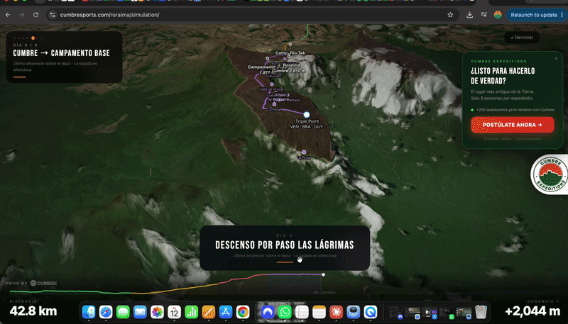 Simulador 3D Roraima — Vista en vivo