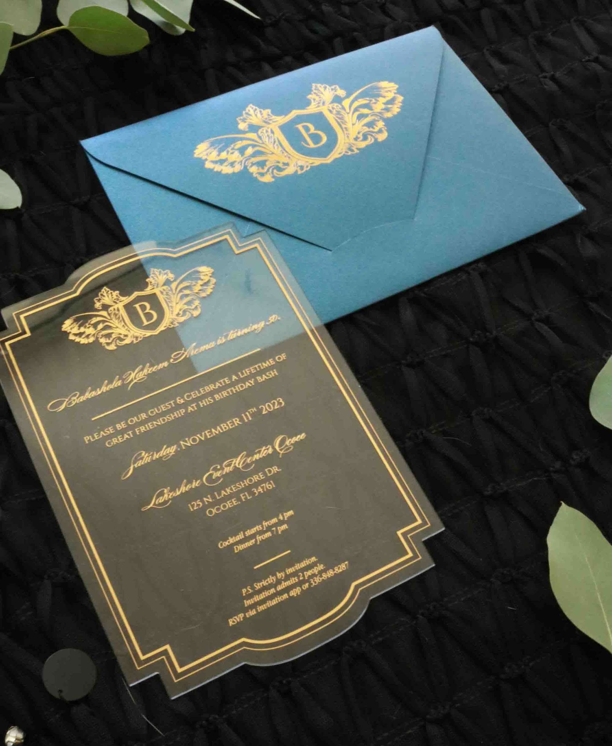 Luxury handmade invitation suite with layered materials and refined finishing