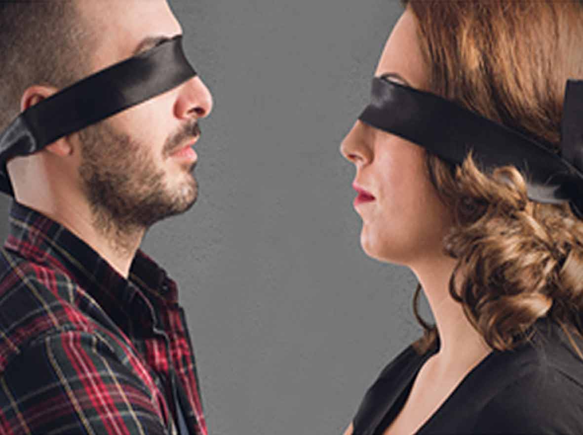 Image of two blindfolded landords Image of two blindfolded landords