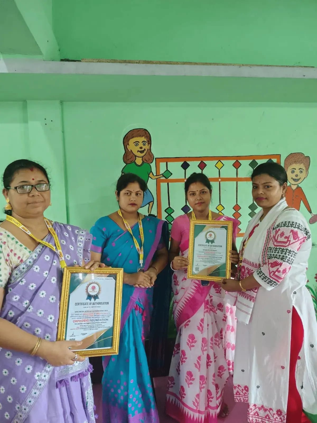 Teacher receiving her abacus teacher training certificate at Orphosys Foundation