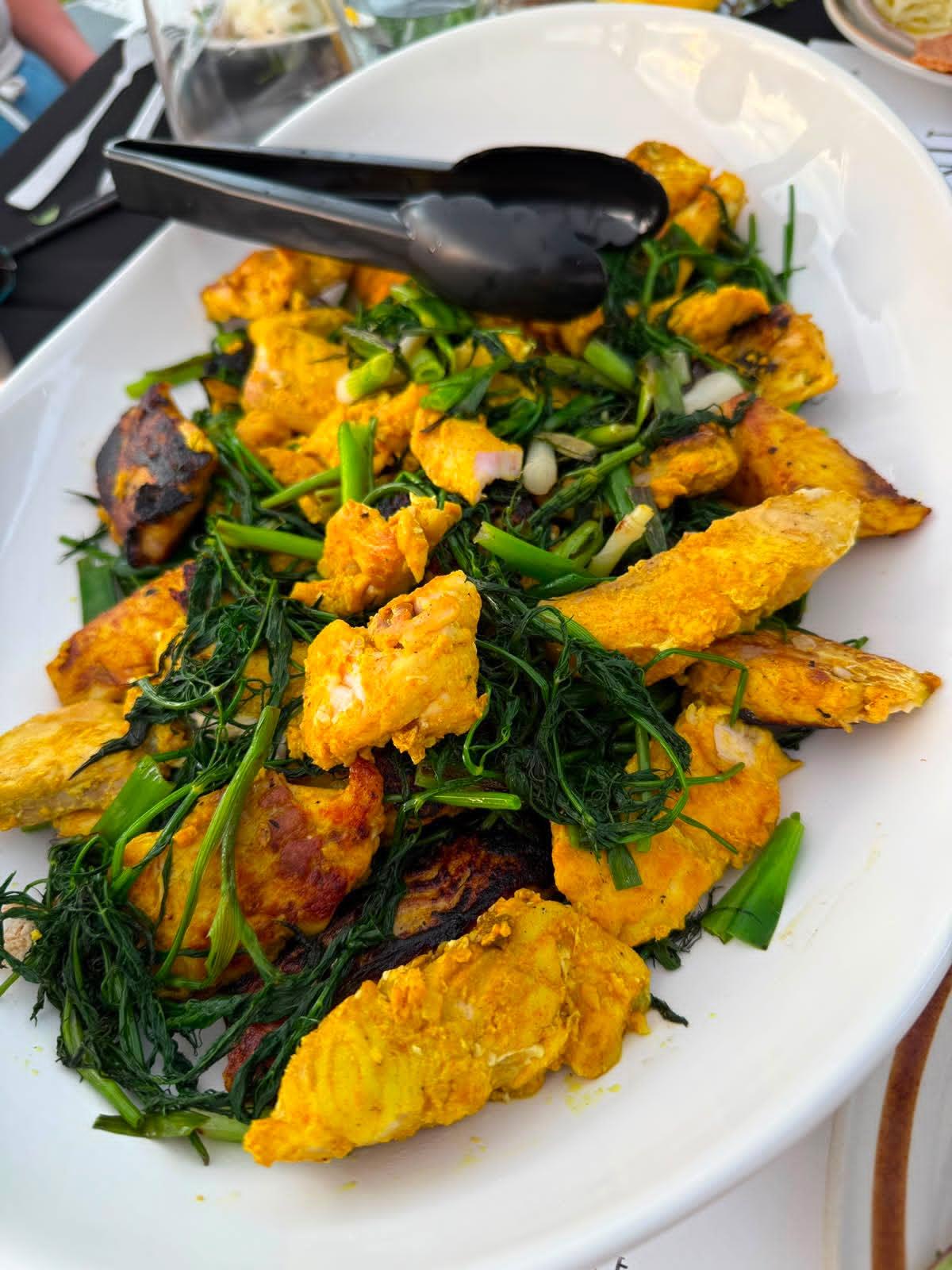 Chả Cá Lã Vọng, turmeric-dill grilled fish with dill and scallions
