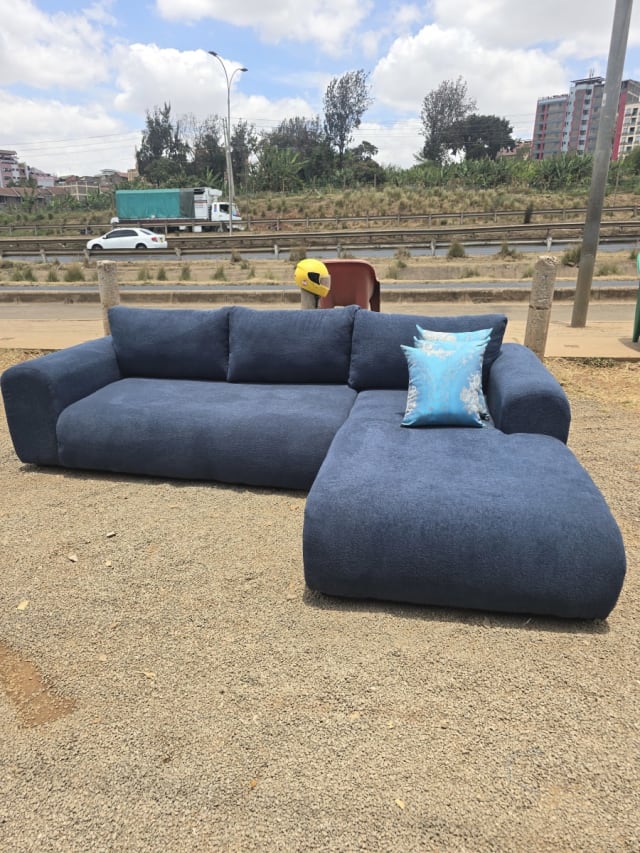 Blue side arm L-Shape Sectional Sofa