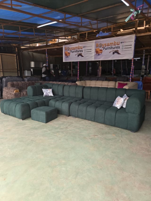 Forest Green Fabric 7 Seater Left-Hand Sectional