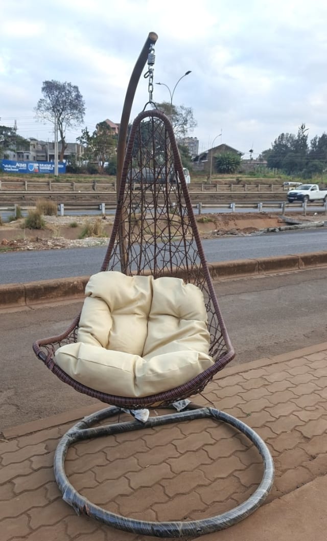 Rattan Egg Swing Chair with Stand & Cushion