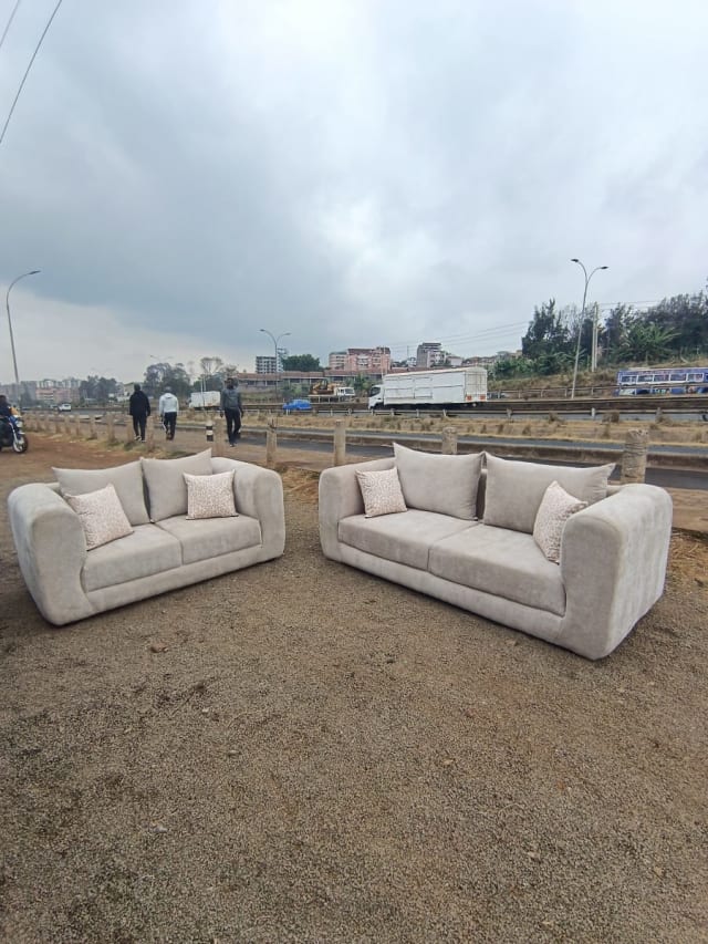 Pearl Grey Fabric Sofa Set