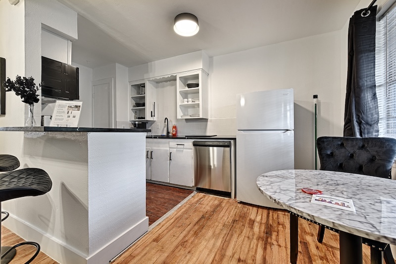 Fully equipped kitchen with modern appliances