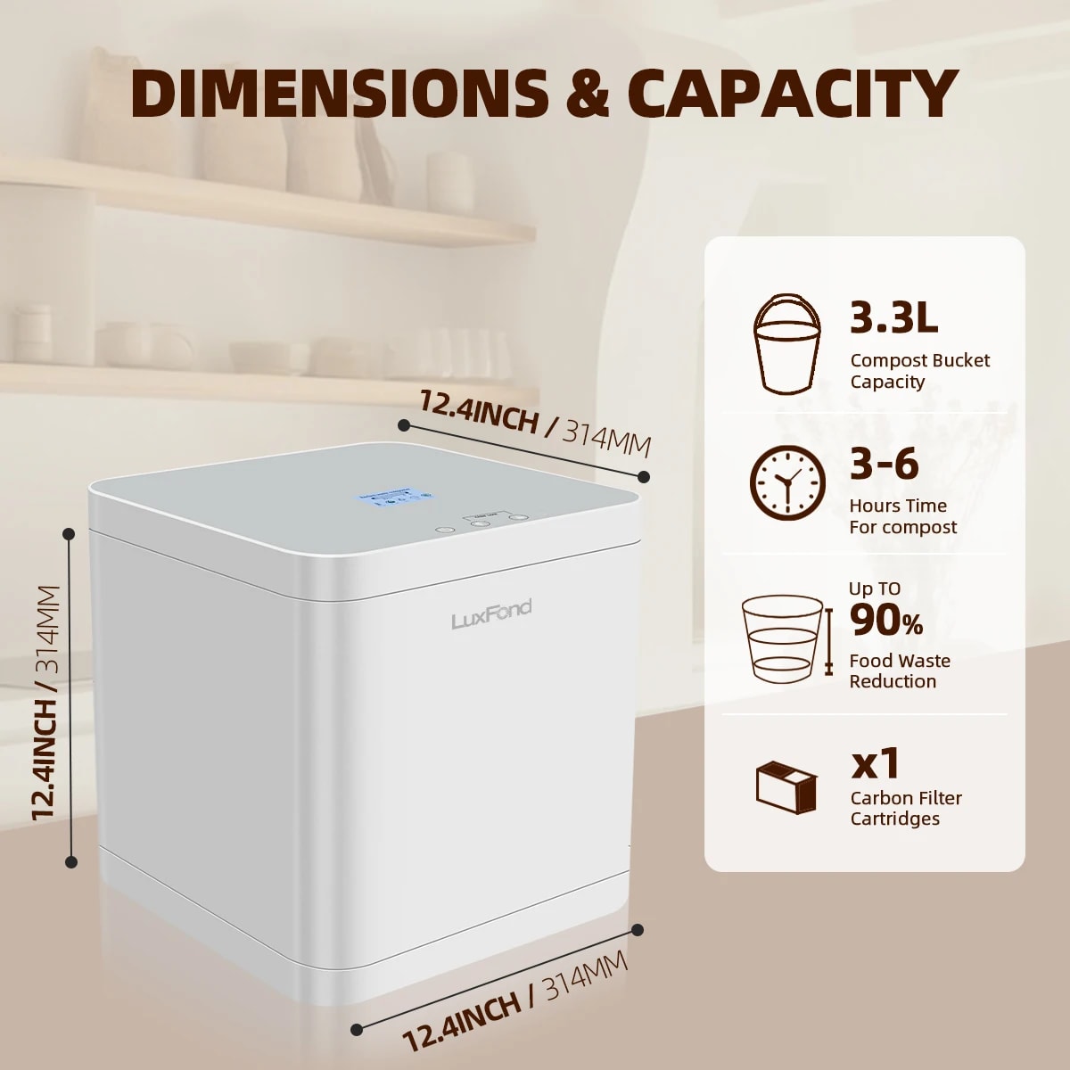 Compostiera Elettrica Smart per Rifiuti Alimentari – LuxFond 3.3L - Immagine 12