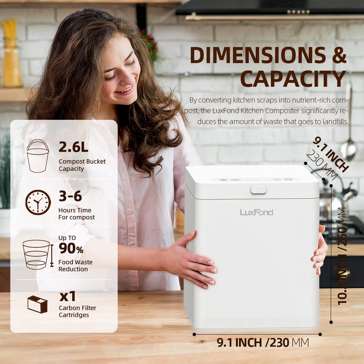 Compostiera Elettrica Smart per Rifiuti Alimentari – LuxFond 2.5L - Immagine 2