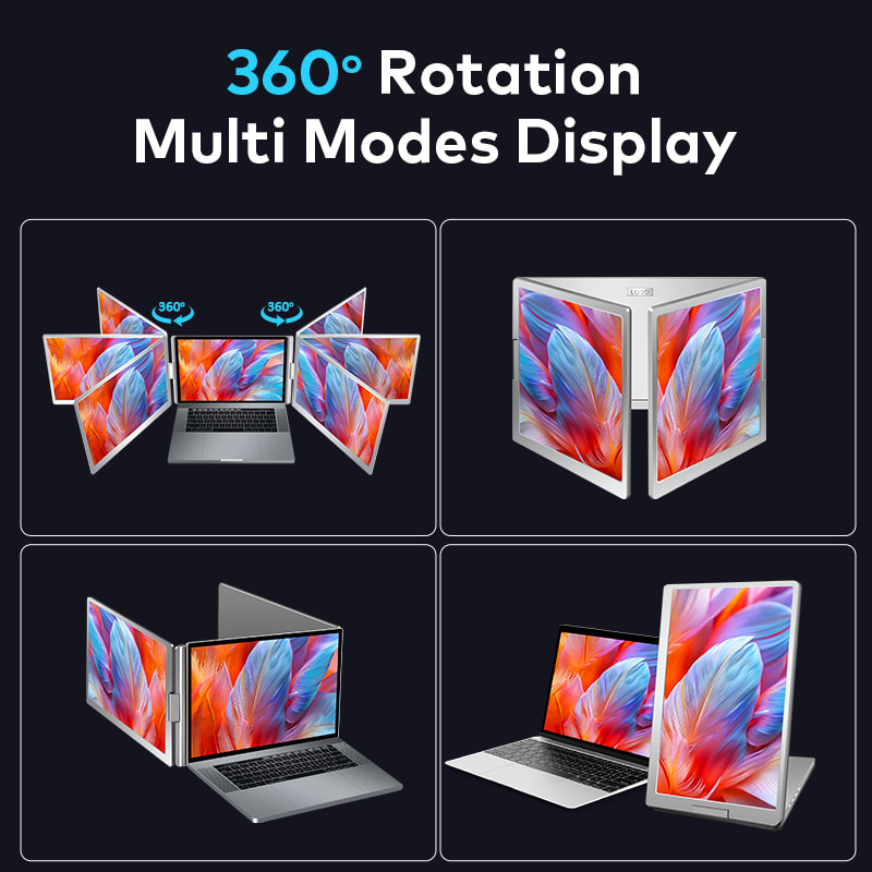 Doppio Monitor per Portatile  da 16" pollici Ruotabile 360° - Immagine 7