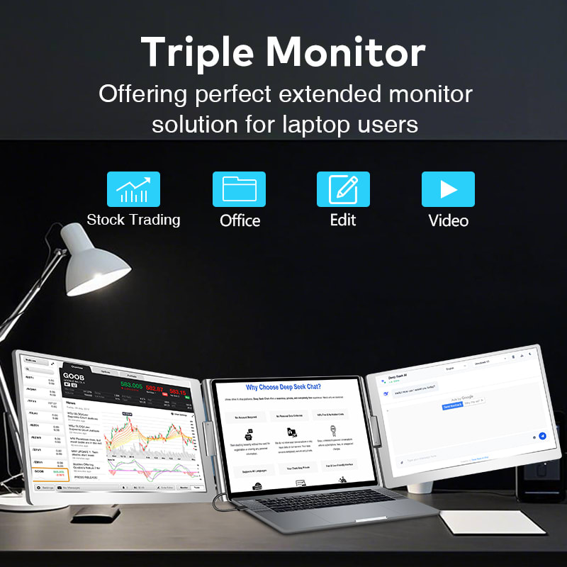 Doppio Monitor per Portatile  da 16" pollici Ruotabile 360° - Immagine 12