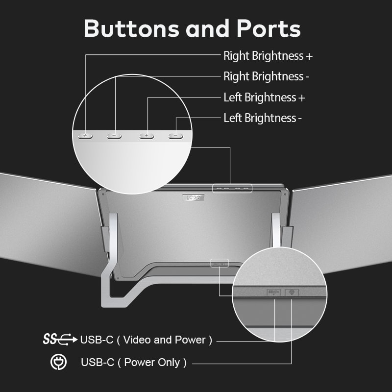 Doppio Monitor per Portatile  da 16" pollici Ruotabile 360° - Immagine 16