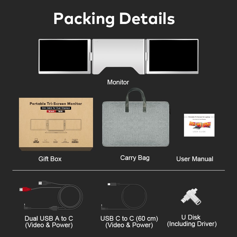 Doppio Monitor per Portatile  da 16" pollici Ruotabile 360° - Immagine 18