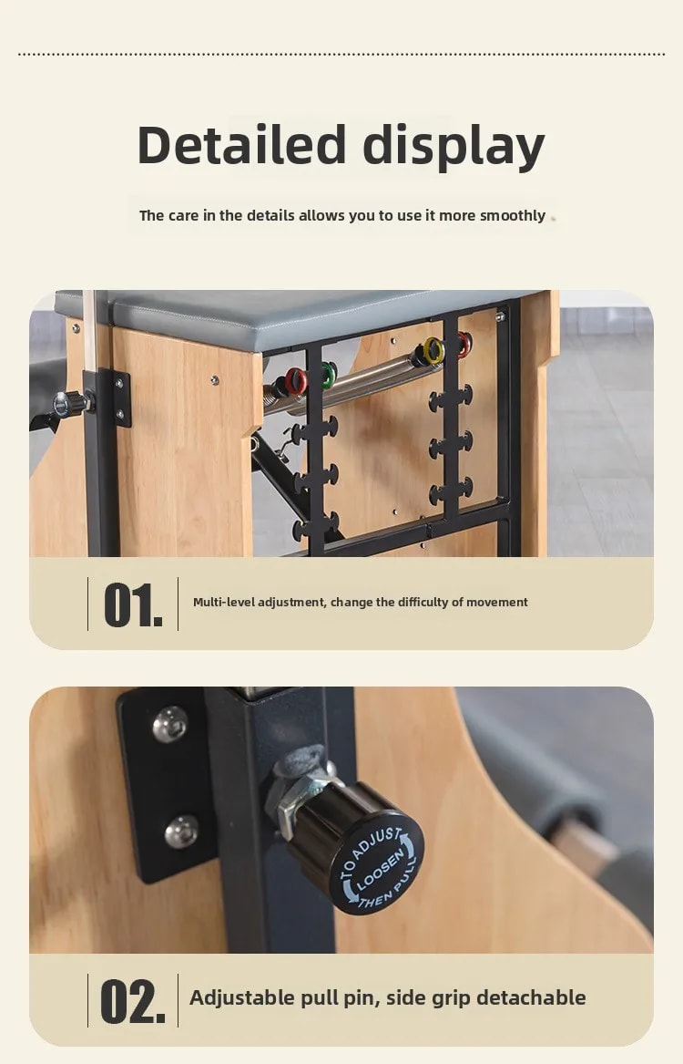 Sedia Pilates riformatore Portatile in legno di quercia - Immagine 2