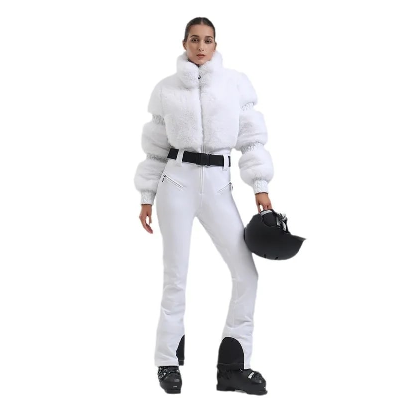 Completo da Sci Donna – Giacca in pelliccia sintetica + pantaloni tecnici impermeabili e antivento - Immagine 5