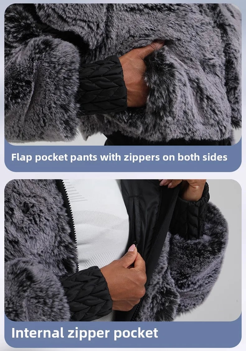 Completo da Sci Donna – Giacca in pelliccia sintetica + pantaloni tecnici impermeabili e antivento - Immagine 10