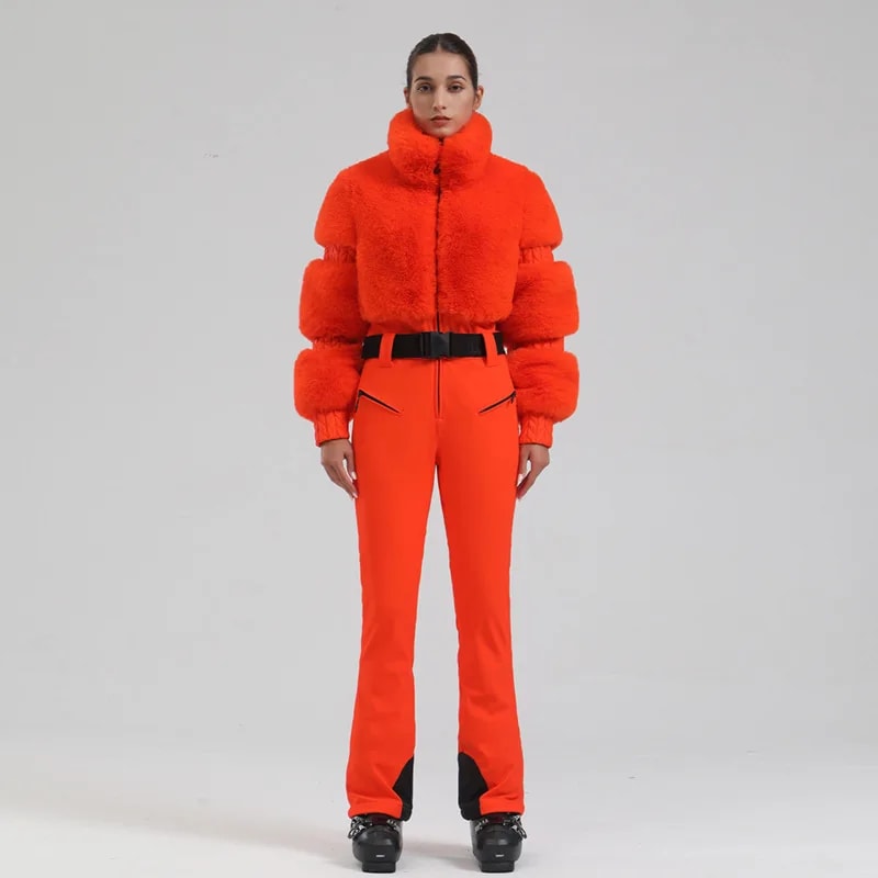 Completo da Sci Donna – Giacca in pelliccia sintetica + pantaloni tecnici impermeabili e antivento - Immagine 13