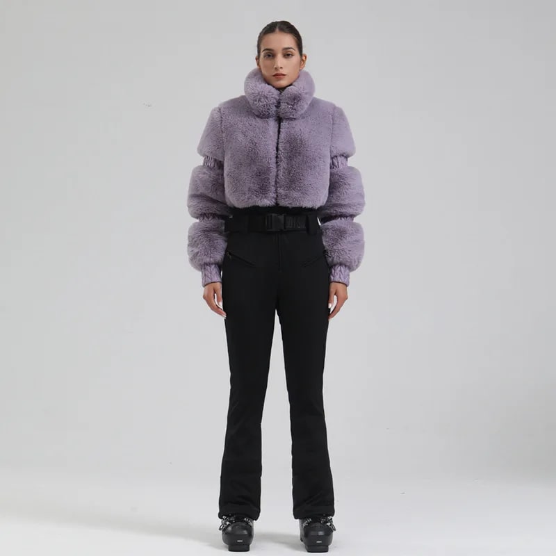 Completo da Sci Donna – Giacca in pelliccia sintetica + pantaloni tecnici impermeabili e antivento - Immagine 14