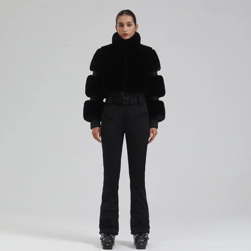 Completo da Sci Donna – Giacca in pelliccia sintetica + pantaloni tecnici impermeabili e antivento - Immagine 18