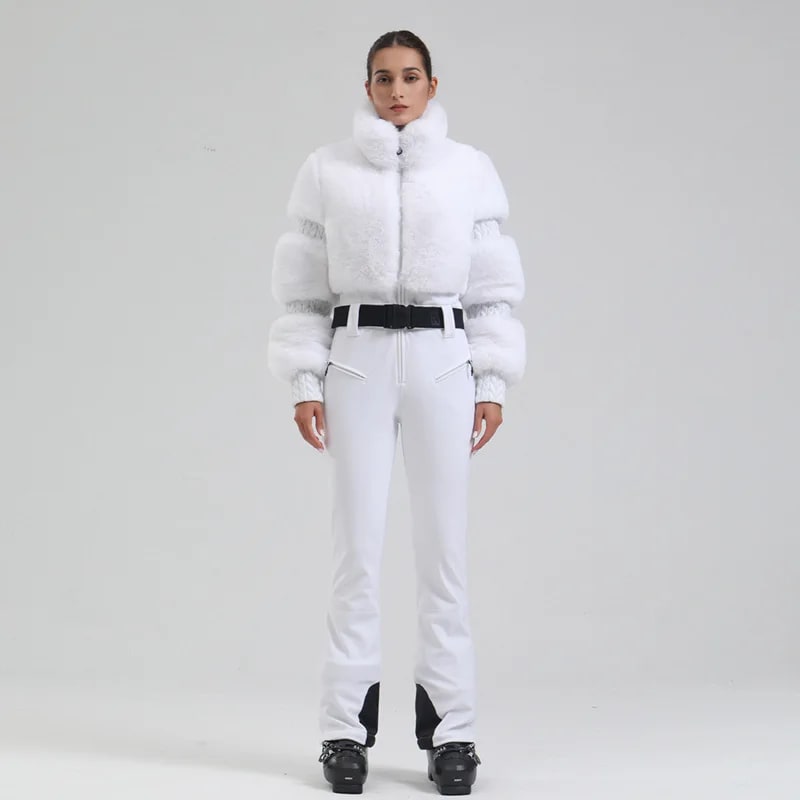 Completo da Sci Donna – Giacca in pelliccia sintetica + pantaloni tecnici impermeabili e antivento - Immagine 19